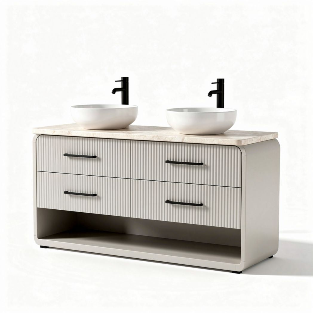 Wastafelmeubel met dubbele waskom voor de badkamer - 120 x 50 x 85cm