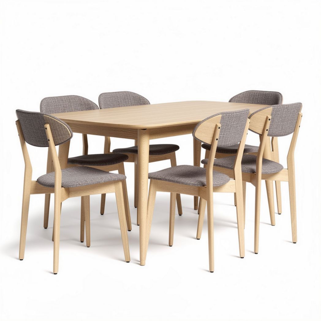 Eetkamerset van hout voor de eetkamer met zes stoelen - 200 x 100 x 75cm