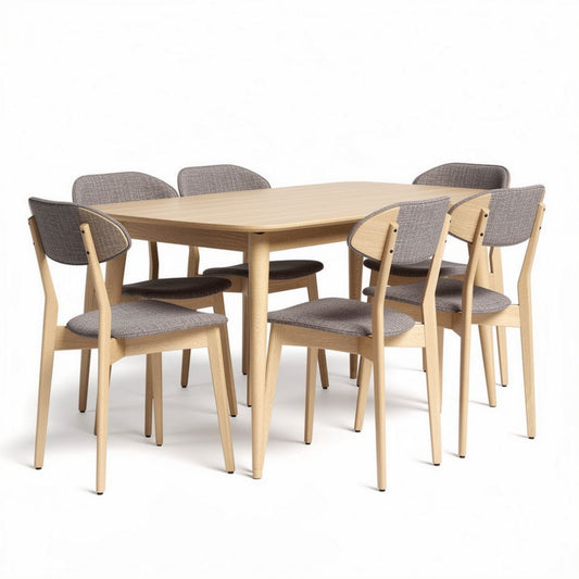 Eetkamerset van hout voor de eetkamer met zes stoelen - 200 x 100 x 75cm