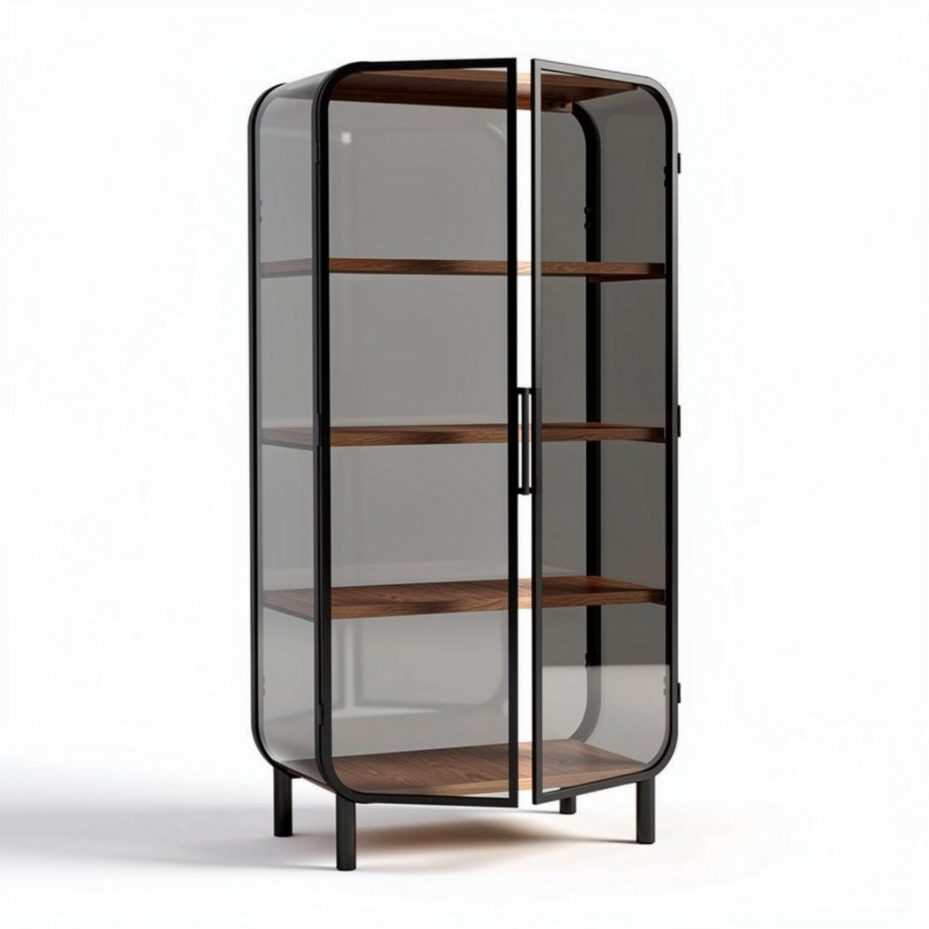 Vitrinekast van glas en metaal voor de woonkamer - 60 x 40 x 120cm