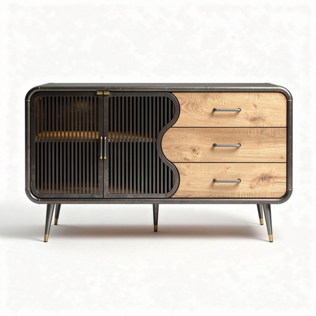 Dressoir van hout en metaal voor de eetkamer - 120 x 40 x 80cm
