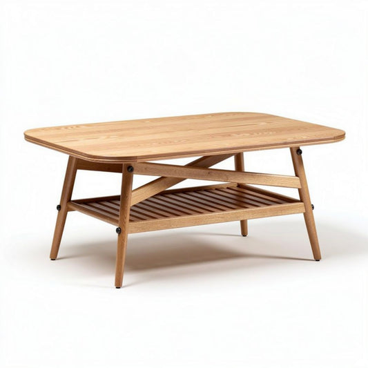 Salontafel van massief hout voor de woonkamer met open opslag onder - 100 x 60 x 45cm