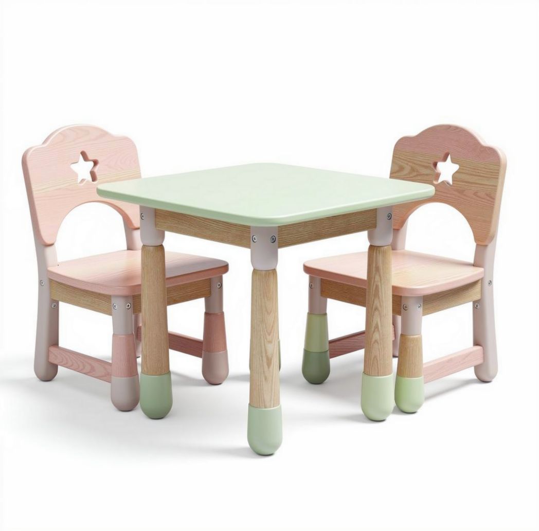 Kindertafel met stoelen voor de speelkamer - Hout en MDF - 60 x 60 x 50cm